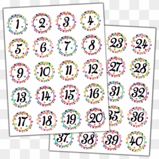 Tcr5574 Confetti Numbers Stickers Image - Circle Clipart