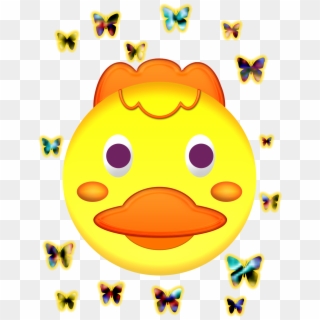 Duck Face And Butterflies - Smiley Clipart