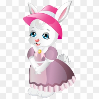 Cute Bunny With Dress Cartoon Png Image - Cartoon Clipart