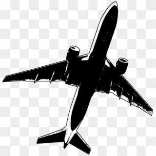 Airline Airplane Black And White Gray Grey Jet - Airplane Flying Silhouette Png Clipart