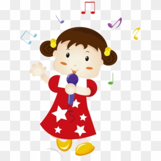 Vector Free Stock Animation Cartoon Pretty Girl Singing - 男孩 女孩 Clipart
