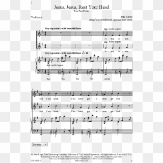 Click To Expand Jesus Jesus Rest Your Head Thumbnail - Sheet Music Clipart