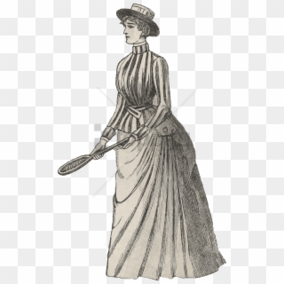 Free Png Download Vintage Tennis Player Woman Png Images - Victorian Era Dress Drawing Clipart