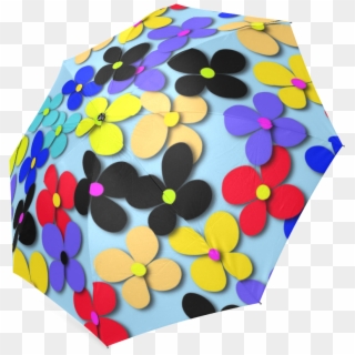 Hippie Trippy Love Peace Flowers Foldable Umbrella - Umbrella Clipart