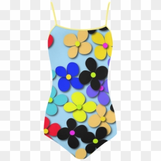 Hippie Trippy Love Peace Flowers Strap Swimsuit - Maillot Clipart