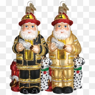 Fireman Santa Glass Christmas Ornament - Ornament Clipart