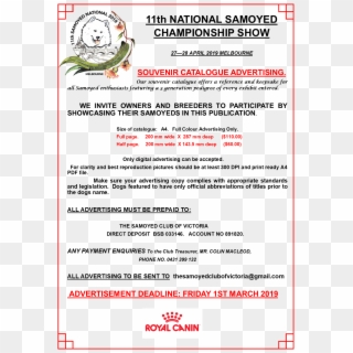 11th Samoyed National Championship Show - Royal Canin Clipart