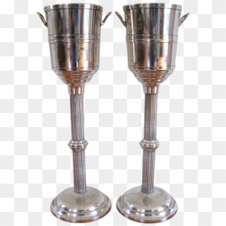 Pair Vintage Champagne Cooler On Stand C1940 Hotel - Champagne Stemware Clipart