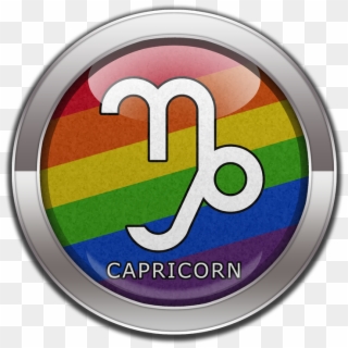 Capricorn Horoscope Symbol On Round Lgbt Rainbow Pride - Rainbow Flag Clipart