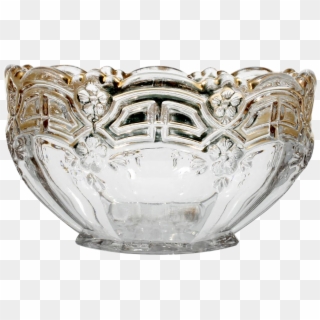 Reverse 44 Eapg Glass Bowl Gold Trim Antique Pressed - Vase Clipart