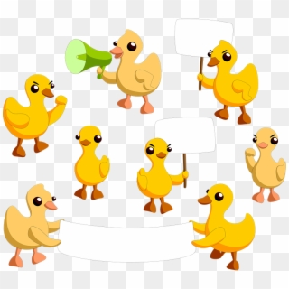 Protest Strike Rally Duck Yellow Demonstration - Cartoon Clipart