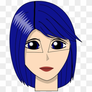 Girl Face Head Blue Hair Eyes Lady Woman Young - Girl With Blue Hair Cartoon Clipart