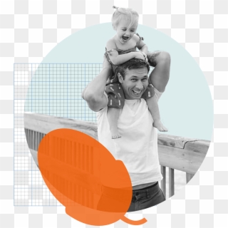 Father With Young Daughter On Shoulders On Boardwalk - Fun Clipart