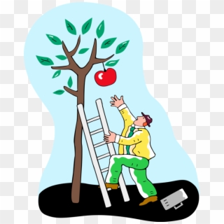 Banner Royalty Free Entrepreneur Climbs To Reach Apple - Reach Clipart Png Transparent Png