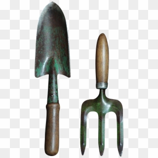 Vintage English Garden Tools - Garden Trowel And Fork Clipart
