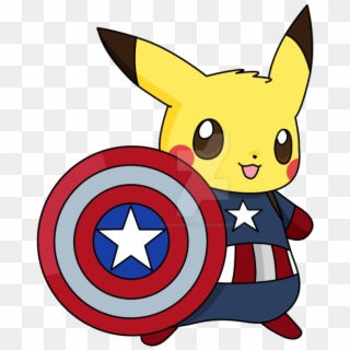 Captain America Clipart Team Captain - Pikachu Captain America Shirt - Png Download