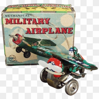 This Colorful, Tin Wind Up Plane Is An Old Toy From - Monoplane Clipart