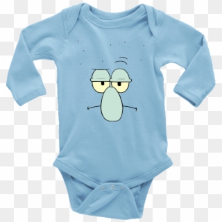New Long Sleeve Baby Bodysuit Squidward Face Size Nb - Baby Shark Apparel Clipart