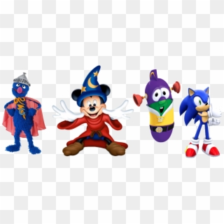 Sorcerer Mickey, Sonic The Hedgehog, Larryboy & Super - Dreamer Realist Critic Clipart