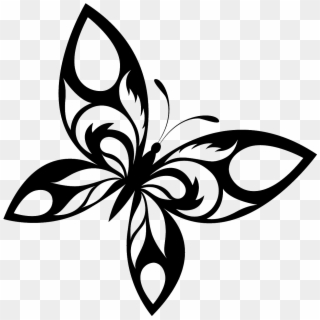 Butterfly Designs Black And White Png - Tattoo On Transparent Background Clipart