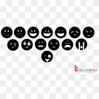 Funny Black Smileys Png And Vector - Circle Clipart