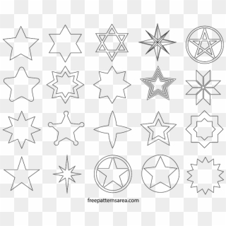 Printable Cut Out Star Shapes Templte - Stencil Wicca Clipart