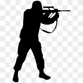 Man Holding Handgun Silhouette Png - Soldier Silhouette Clipart