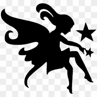 Cool Silhouette Fairy With Stars Tattoo Stencil - Fairy Stencil Clipart