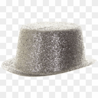 Silver Glitter Top Hat - Glitter Hat Png Clipart