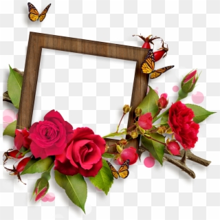 Red Frame With Red Rose - Rose Photo Frame Design Clipart