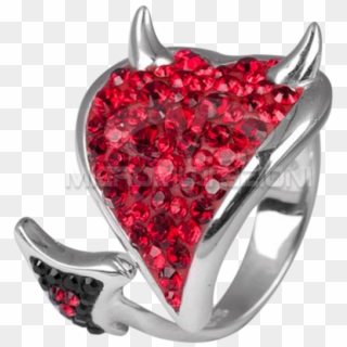 Crystal Devil Heart Ring Rings - Devil Heart Ring Clipart