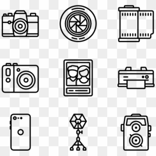 Camera And Accesories - Line Icon Camera Clipart