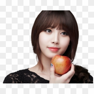 Yura - Korean Girl With Fruit Apple Clipart