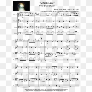 "album Leaf" From Lyric Pieces For String Quartet Piano - Iron Maiden Hallowed Be Thy Name Piano Sheet Music Clipart