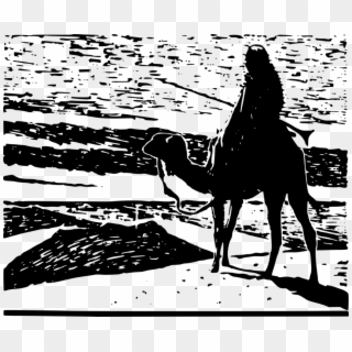 Dune Arabian Sands Dromedary Desert - Sand Dune With Camel Clipart Black And White - Png Download