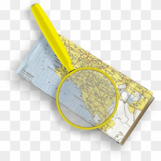 Magnifying Glass Over A Map - Motif Clipart