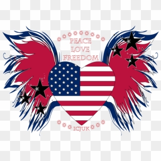 Usa Peace Love Freedom Design By Icjuk - Usa Heart Png Clipart
