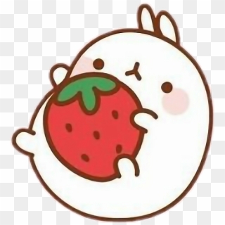 #molang #strawberry #cute #kawaii #pink - Molang Holding Strawberry Clipart