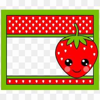 Kawaii Strawberry Label - Lehtiteline Clipart