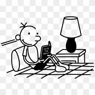 Greg Heffley Reading Nate The Great - Diary Of A Wimpy Kid Coloring Sheet Clipart