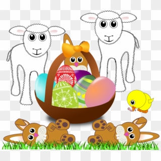 Sheep Easter Bunny Rabbit Egg - Cartoon Easter Basket Clipart