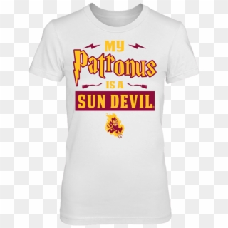 My Patronus Is A Sun Devil From Arizona State - White Marvel Logo T Shirt Clipart