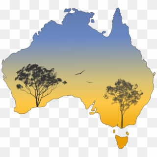 Silhouette Australia Gum Trees - Map Of Australia Blue Clipart
