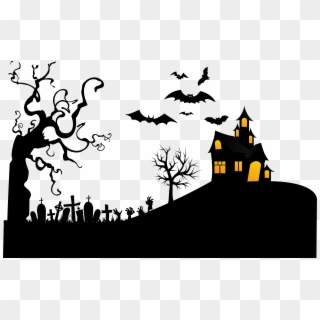 Haunted Night Tomb Bat Withered Transprent Png - Village Wall Stickers Clipart