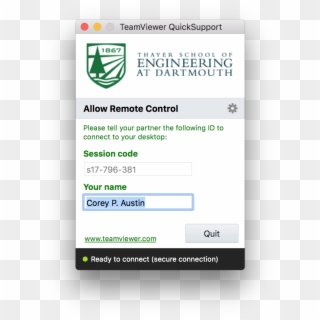 Now That You Have Teamviewer Installed And Running, - Thayer School Of Engineering Clipart