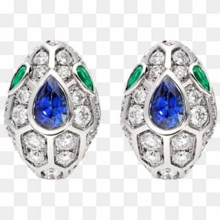 The Bulgari 18 Kt White Gold Earrings Set With A Blue - Emerald Clipart