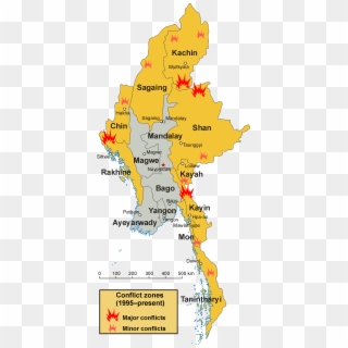 Internal Conflict In Myanmar - Myanmar Map Png Clipart