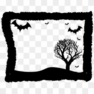 Bats, Vamps, Vampires, Dracula, Halloween, Landscape - Black Halloween Frame Png Clipart