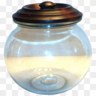 Vintage Round Glass Candy Jar With A Wooden Lid - Pottery Clipart
