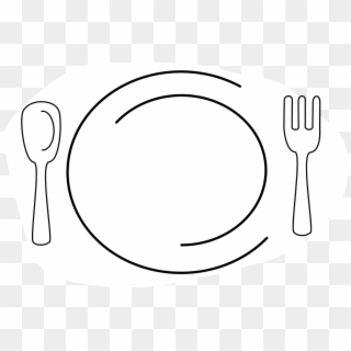 Plate Dinner Fork Spoon White Png Image - Plate Food Black And White Clipart
